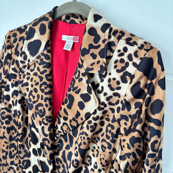 Vinatge Cache Leopard Print Red Interior Trench Coat Women's Size Small - Picture 6 of 15